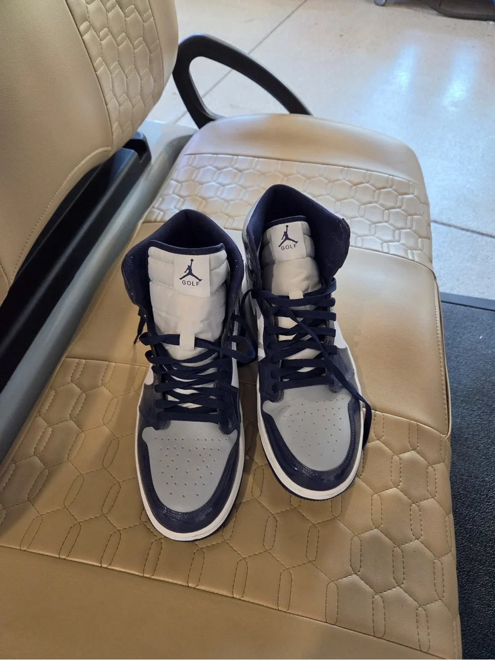 Air Jordan 1 High Top golf Sneakers in Navy, Gray & White